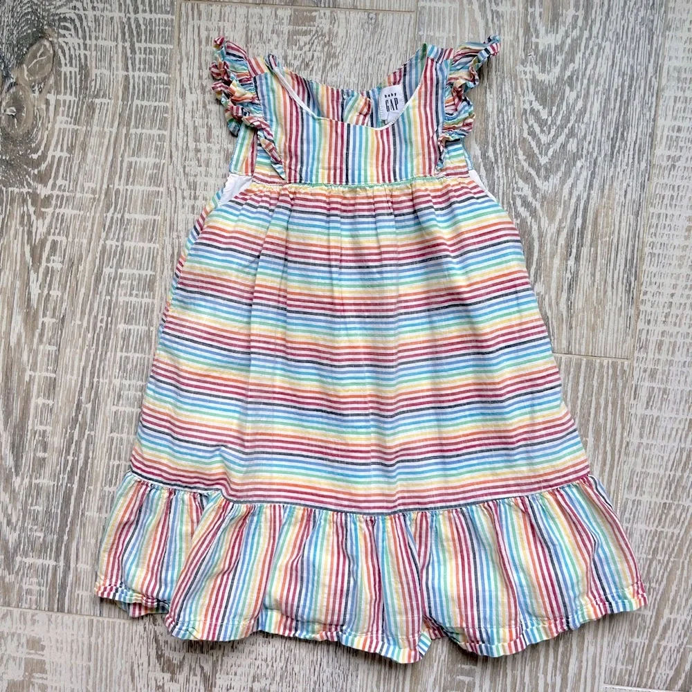 Gap Kids Size 3 Rainbow Striped Lightweight Lined Dress